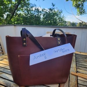 Cognac Portland Leather Goods Large Classic Tote